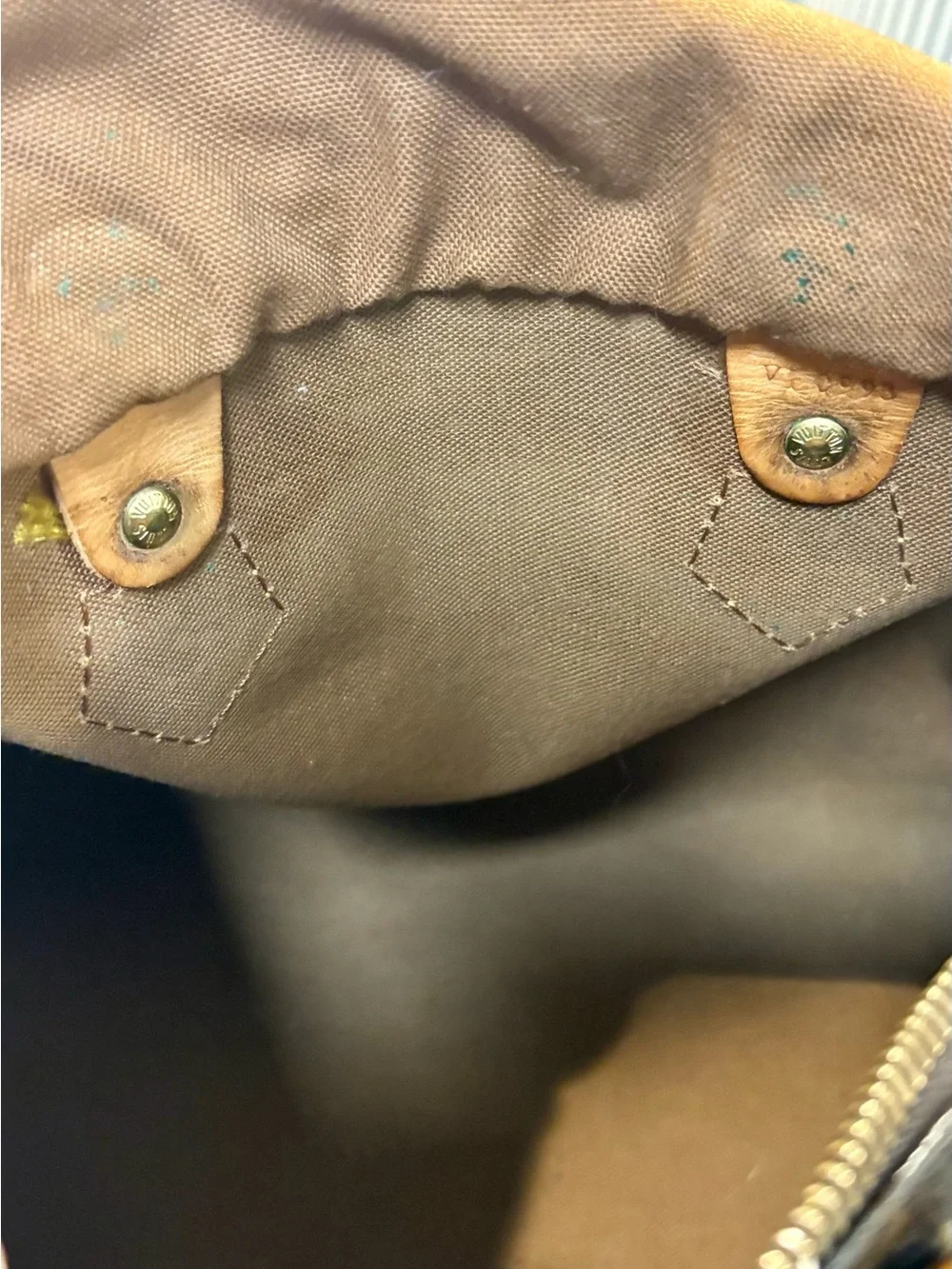 Louis Vuitton Brown Monogram Canvas Top-Handle Bag with Tan Trim